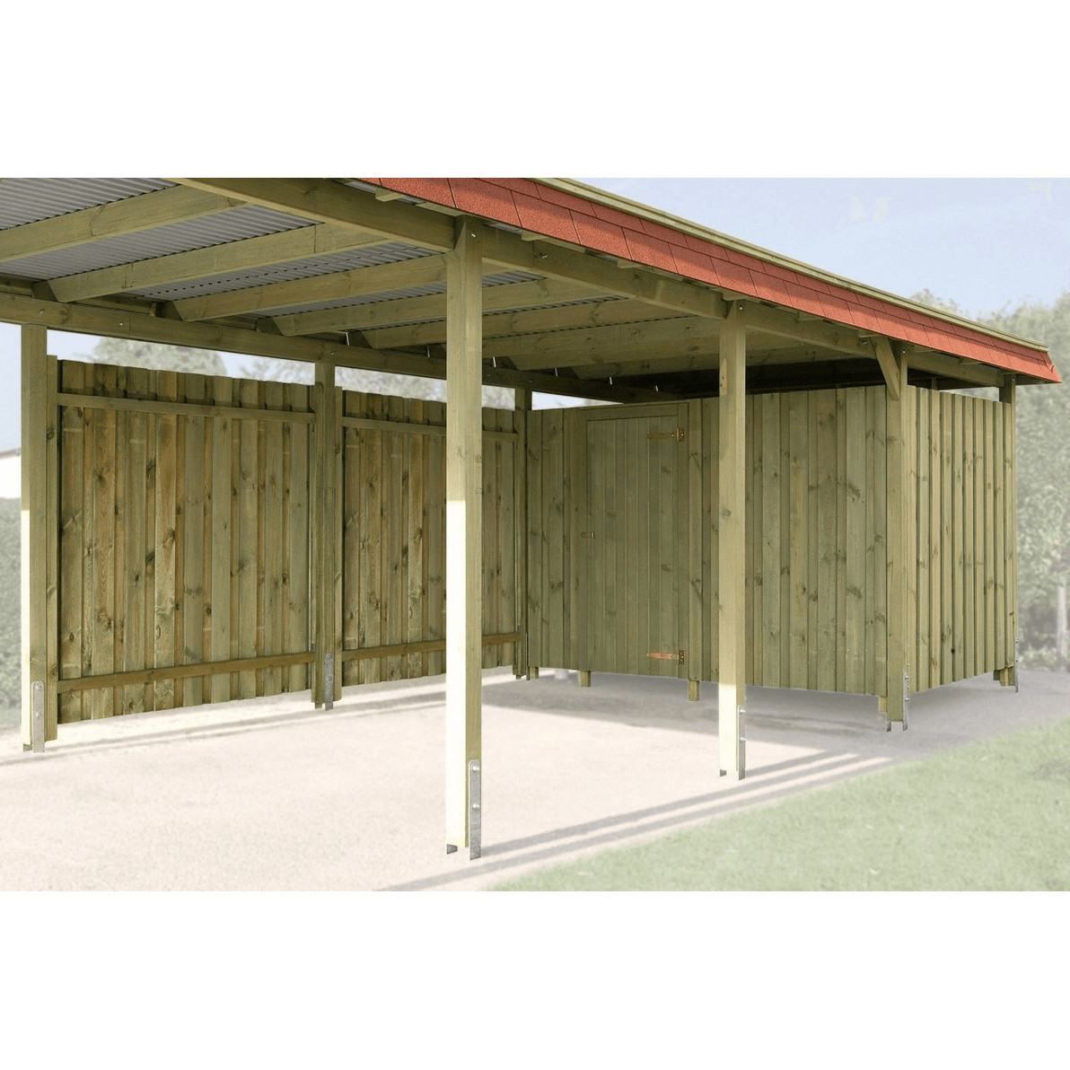Weka Geräteraum Carport - 288x199 cm, Robuste Aufbewahrungslösung