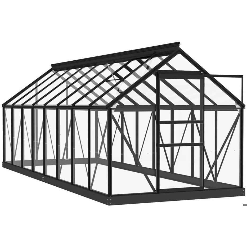 vidaXL Aluminium-Glas Gewächshaus - 155 x 395,5 x 191 cm - Anthrazit (3082336)