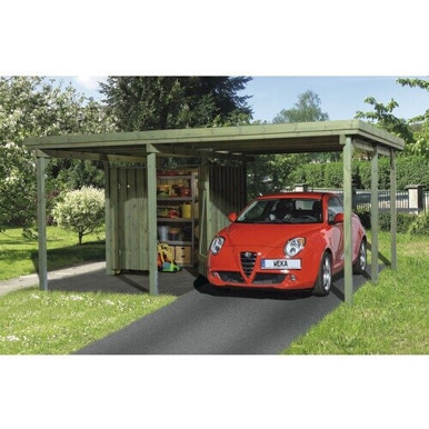 Weka Einzelcarport A2 mit Geräteraum – 512x433 cm, kesseldruckimprägniert