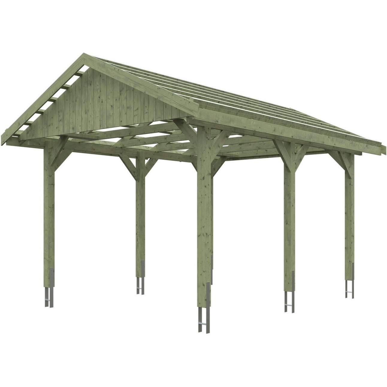 Skan Holz Carport Wallgau 380x500 cm - 215 cm Einfahrtshöhe mit Dachlattung in Grün