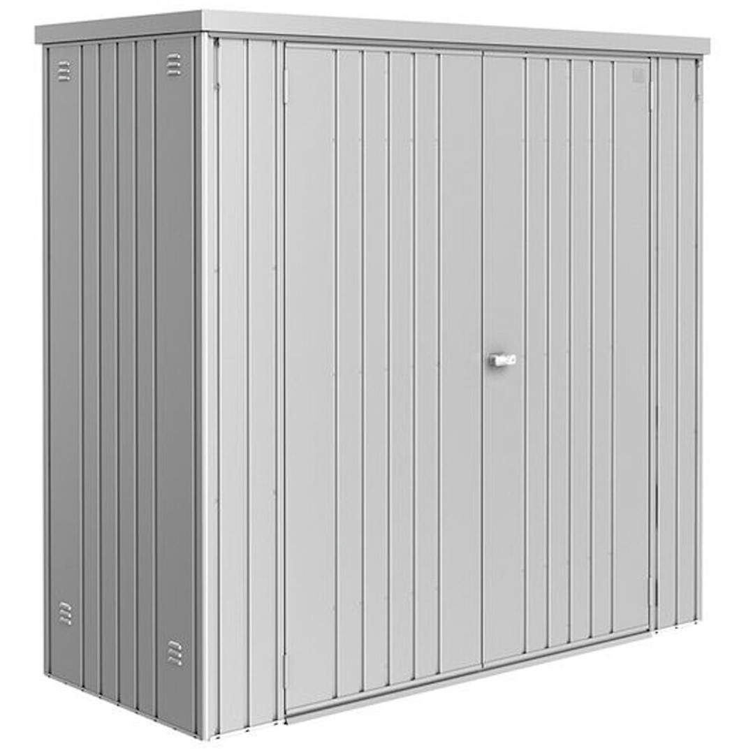 Biohort Geräteschrank 191 x 83 cm - Größe 190 - Silber Metallic (34060) - Hochwertiger Gartenhaus Aufbewahrung