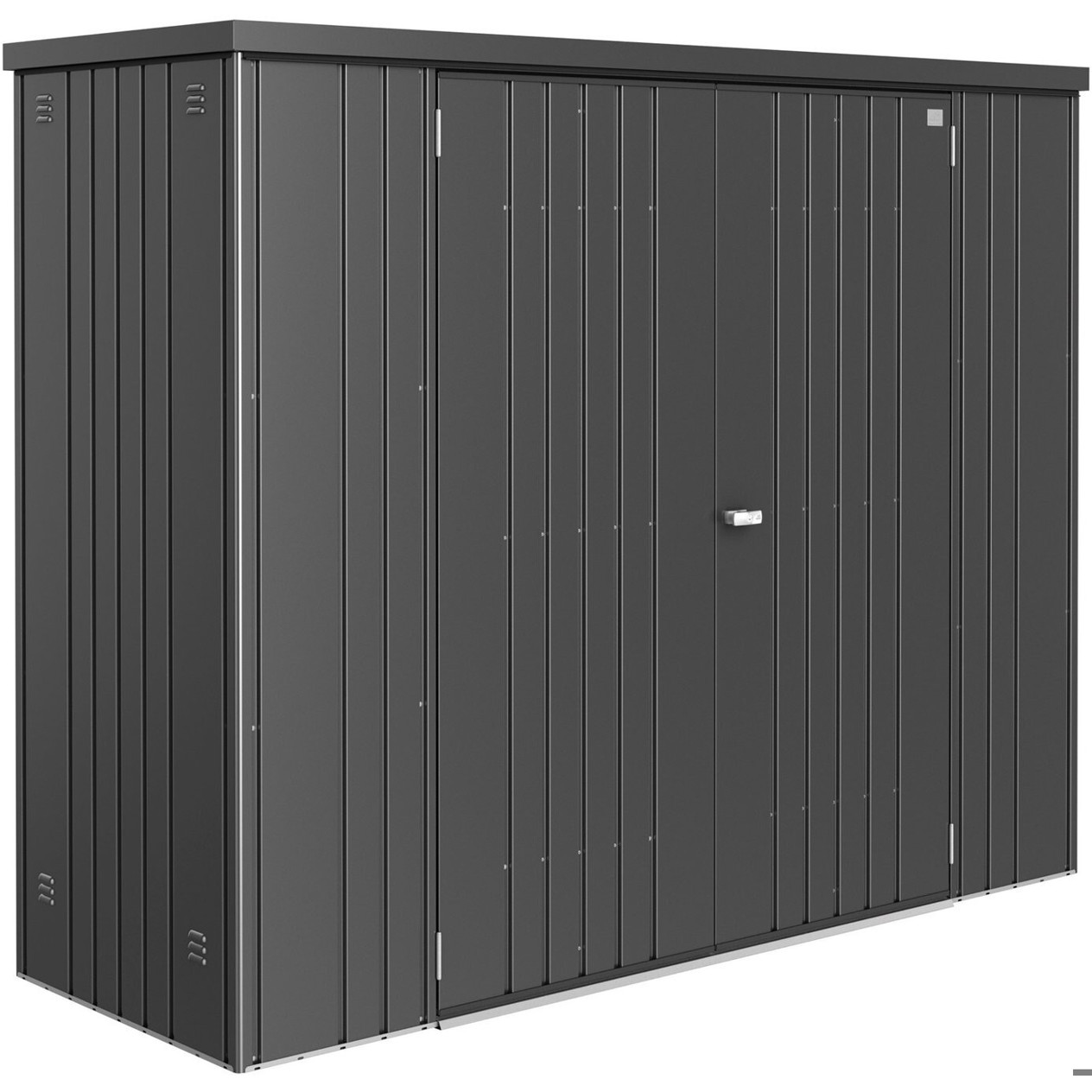 Biohort Geräteschrank 230 - Dunkelgrau (227 x 83 cm) | Hochwertiger Gartenhaus Aufbewahrungsschrank