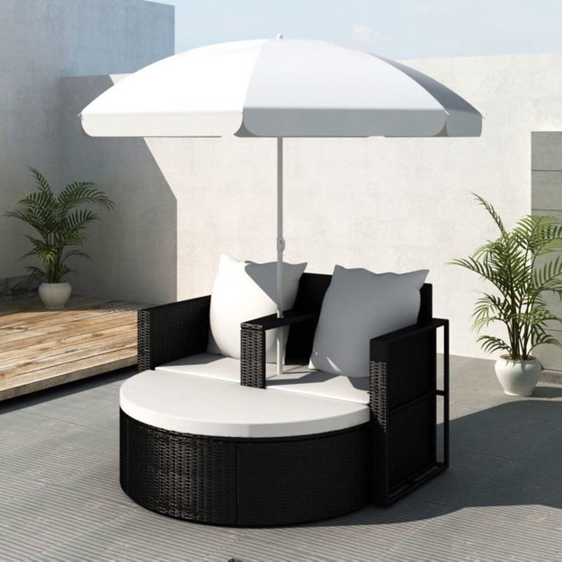 vidaXL Poly Rattan Lounge Set - Schwarz - Elegante Gartengarnitur für Ihren Garten