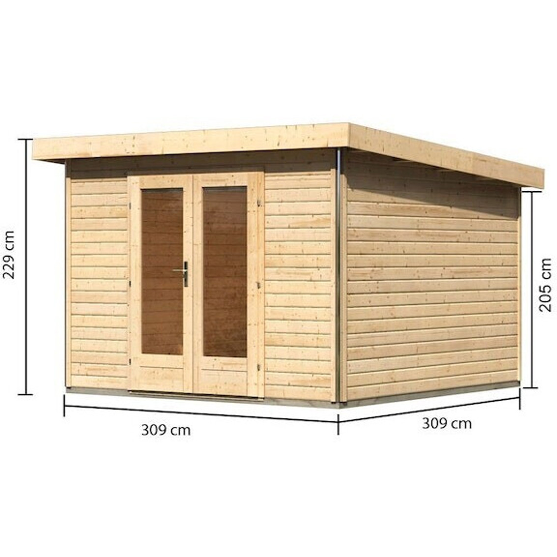 Karibu Radeburg Gartenhaus 309 x 309 cm aus Naturholz