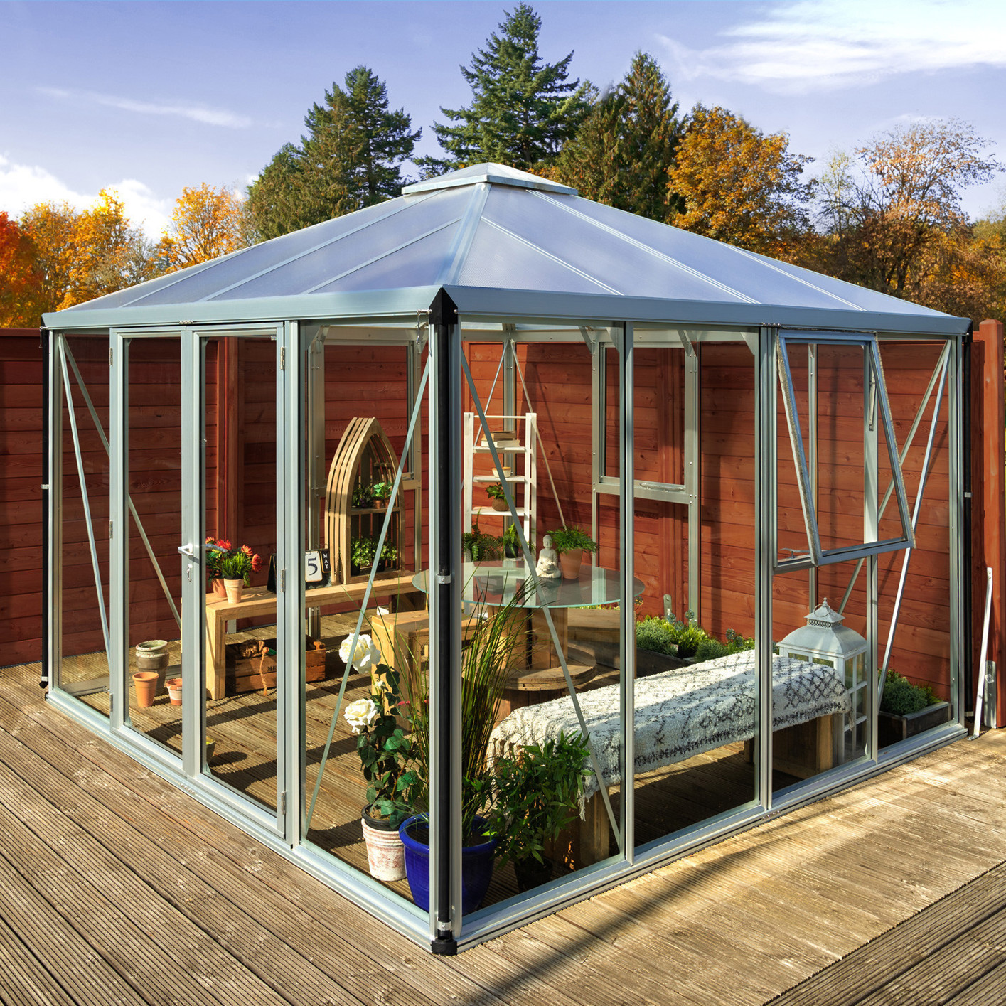 Vitavia Fortuna ESG/HKP 10,2m² Aluminium Gewächshaus - Klar