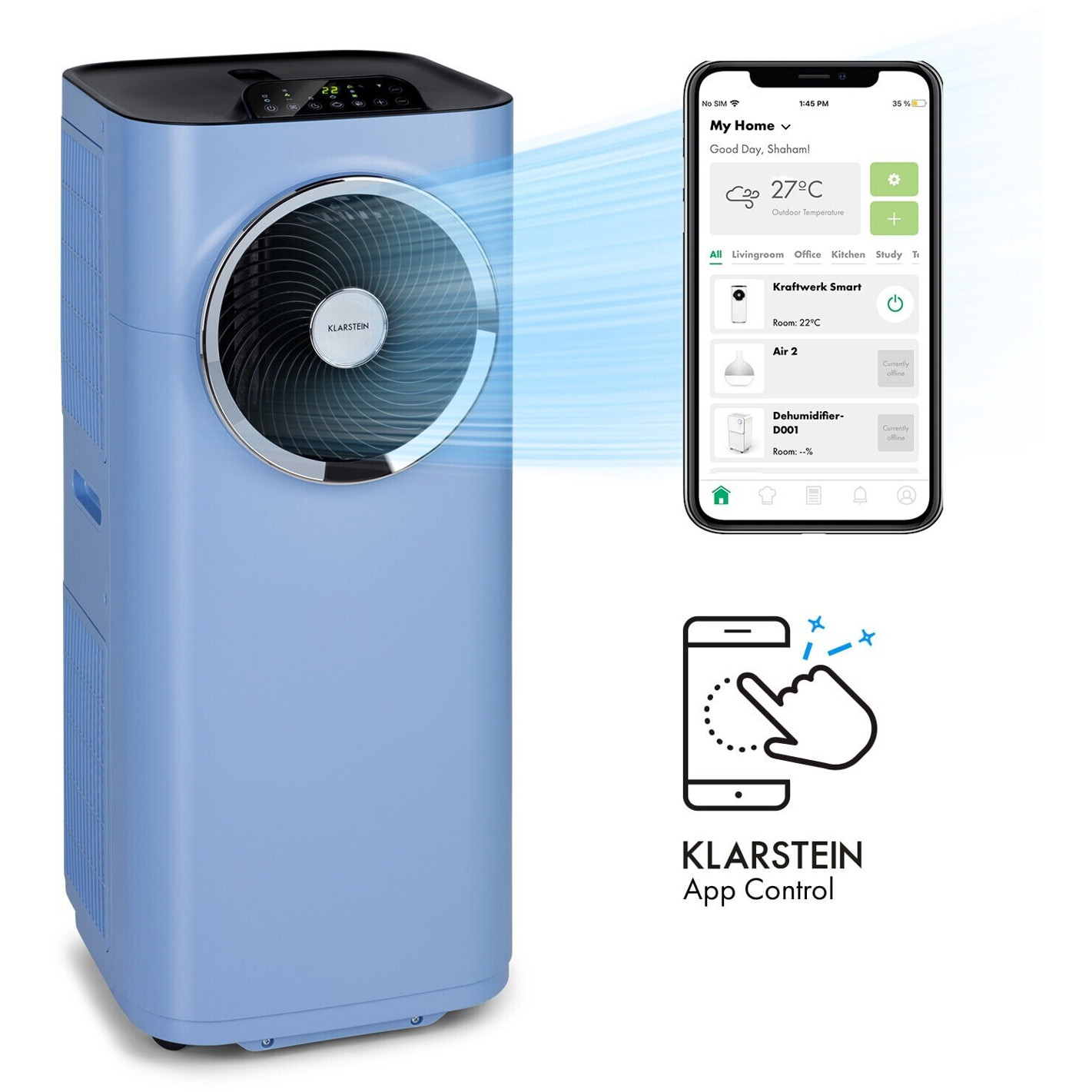 Klarstein Smart 10K Blu - Mobile Klimaanlage mit innovativer Technologie
