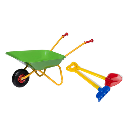 SET - Grüne Metall-Schubkarre 272846 für den Kindergarten